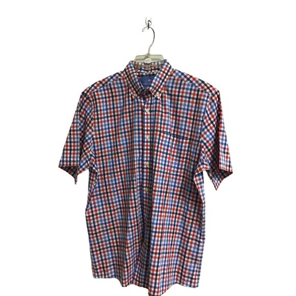 Saddlebred Plaid Button Down‎ Short Sleeve Shirt Men's Size Large - Picture 1 of 5